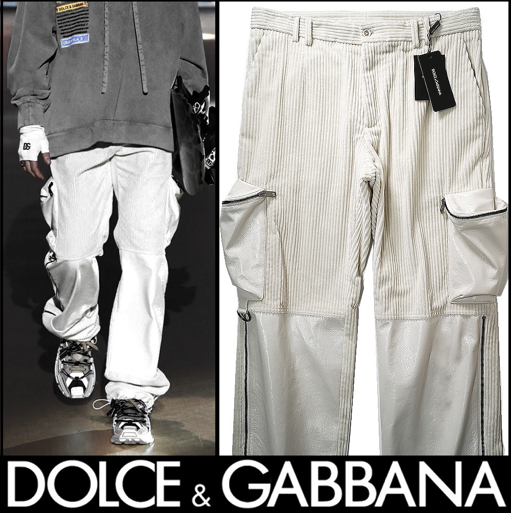 新品16万【DOLCE&GABBANA】21‐22AW/パテントレザー調切替コーデュロイ