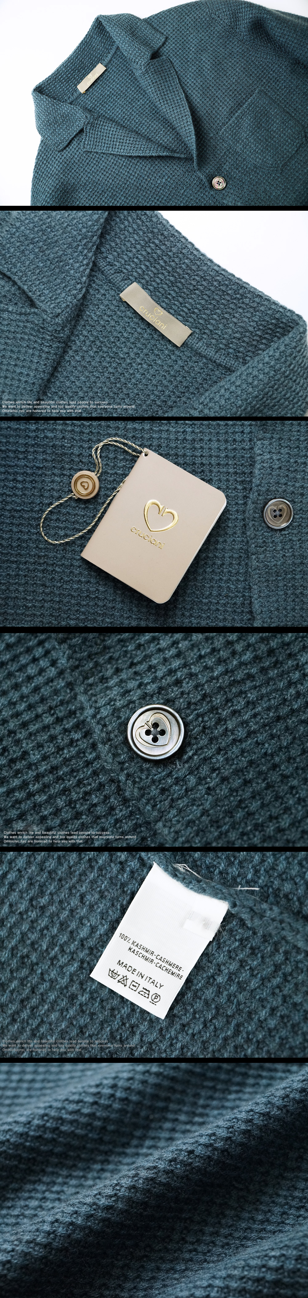 極美品■クルチアーニ　カシミヤ100％　ダブル　ジャケット　ニットカーディガン クルチアーニ / Cruciani / リネンコットン 編み地切り替え